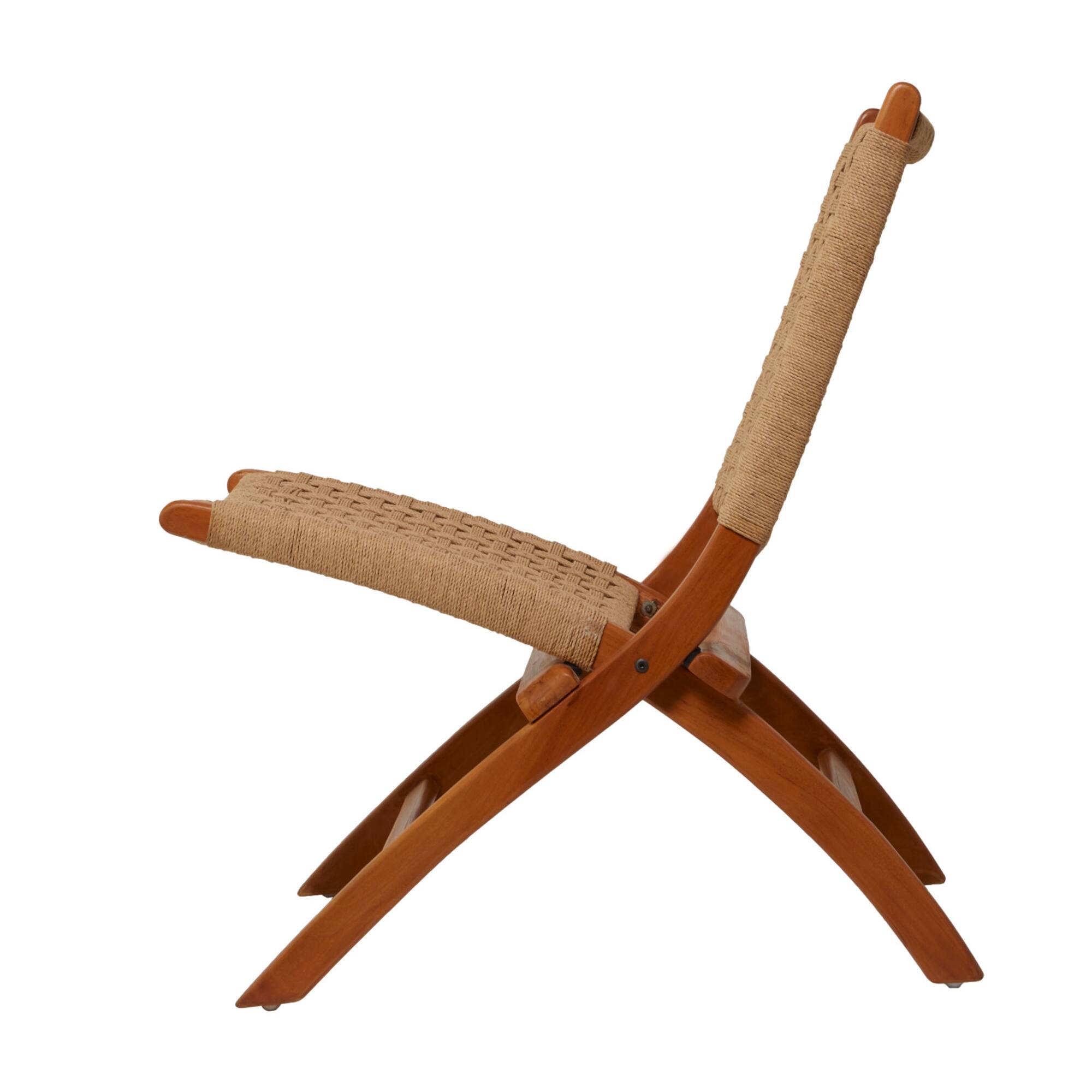 35" Brown Wood Handmade Woven Accent Chair